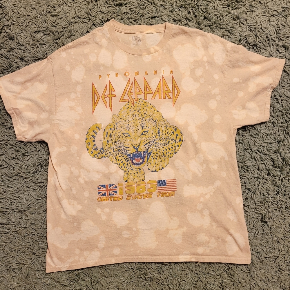 CUSTOM Reverse Dyed Def Leppard Unisex Band Tee Size XL